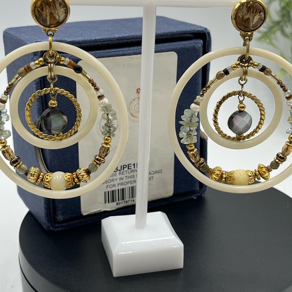 Gas Bijoux Alexia Drop Hoop Beaded Boho Gold Plated Earrings Earrings - Picture 6 of 16